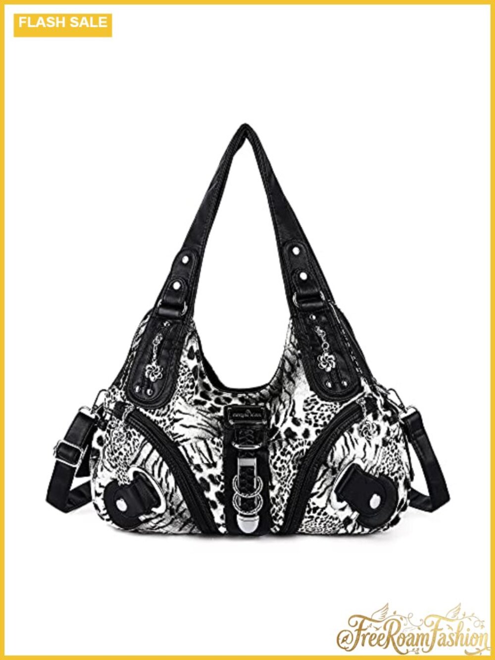 Hobo Shoulder Bag Washed PU Leather Convertible Snap Hook Strap Large Daily